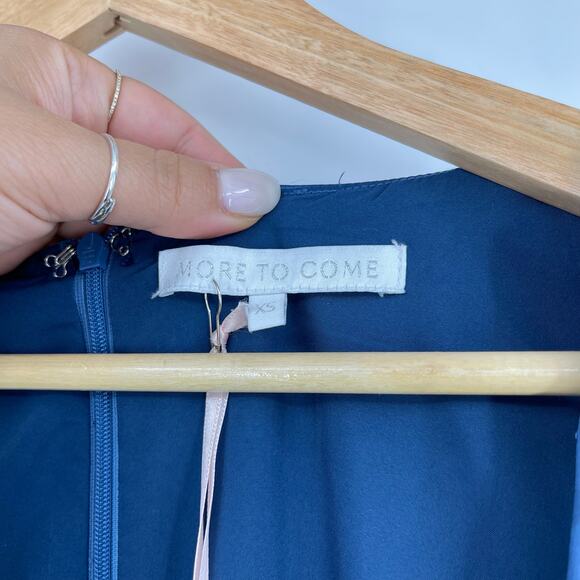 MORE TO COME | NWT Orana Mini Dress in Blue Satin Square Neck Sheath XS - Picture 5 of 13